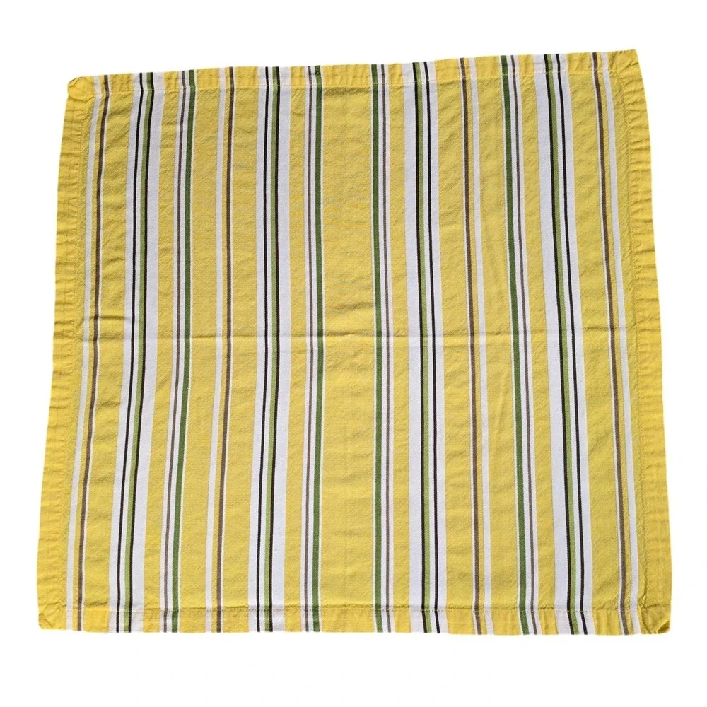 Crate & Barrel Calla Cloth Napkin Set of 6 Yellow Green Striped 21